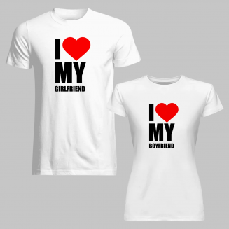 Set für Paare -  I love my boyfriend, girlfriend - t-shirt mit Aufdruck