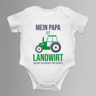 Mein Papa ist Landwirt- Welche Superkraft hat deiner? - Säuglings-Body mit Aufdruck